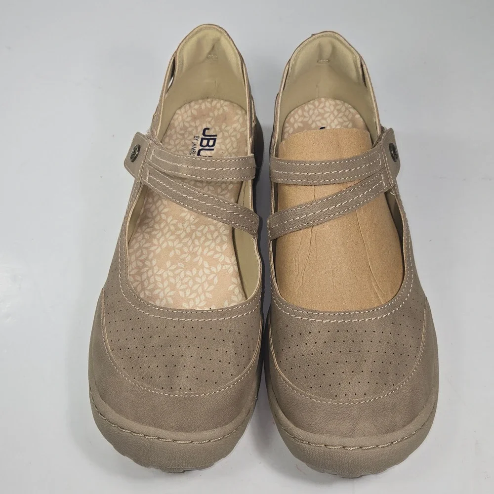 JBU‎ Jambu Mary Jane Flats Womens 10M Fawn Brown Memory Foam B3FAW54